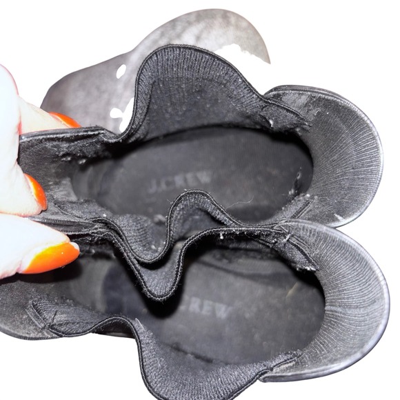 J. Crew Black Matte Rubber Chelsea Boots Rain Ankle Boots Women 7 - Picture 5 of 7